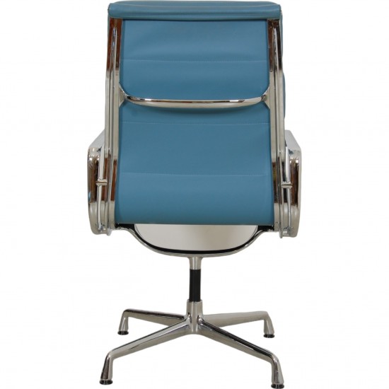 Charles Eames Ea-209 stol i blåt læder