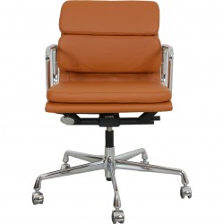 Charles Eames Ea-217 office chair reupholstered in cognac bizon leather