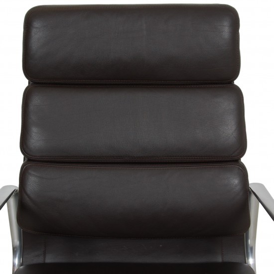 Charles Eames Ea-219 office chair in dark brown leather