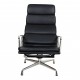 Charles Eames EA-222 Softpad Chair with black leather and chrome frame