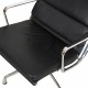 Charles Eames EA-222 Softpad Chair with black leather and chrome frame