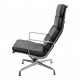 Charles Eames EA-222 Softpad Chair with black leather and chrome frame