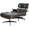 Charles Eames Lounge chair with ottoman in black leather