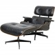 Charles Eames Lounge chair with ottoman in black leather