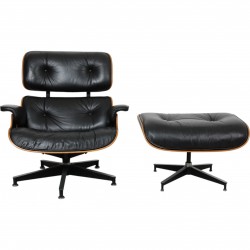 Charles Eames Lounge chair with ottoman in black leather