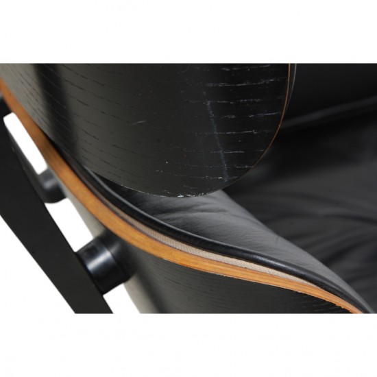 Charles Eames Lounge chair with ottoman in black leather