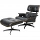 Charles Eames Lounge chair with ottoman in black leather