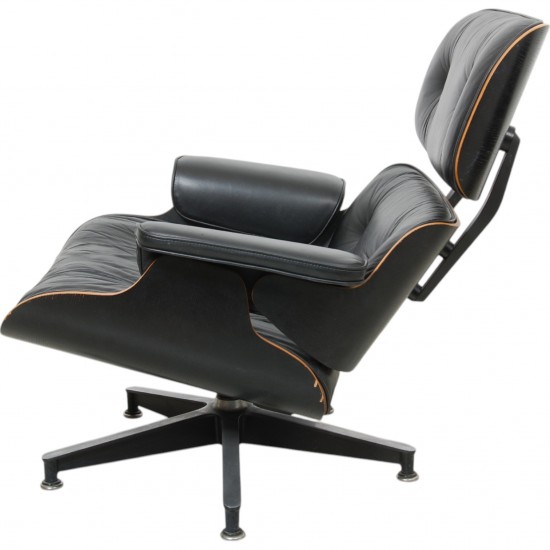 Charles Eames Lounge chair with ottoman in black leather