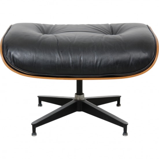 Charles Eames Lounge chair with ottoman in black leather