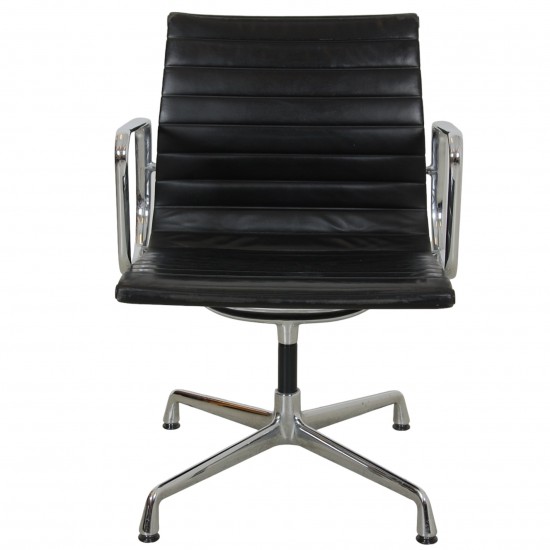 Set of 4 Charles Eames Ea-108 chairs in black leather