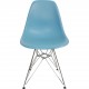 Sæt med fire blå Charles Eames DSR stole