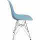 Sæt med fire blå Charles Eames DSR stole