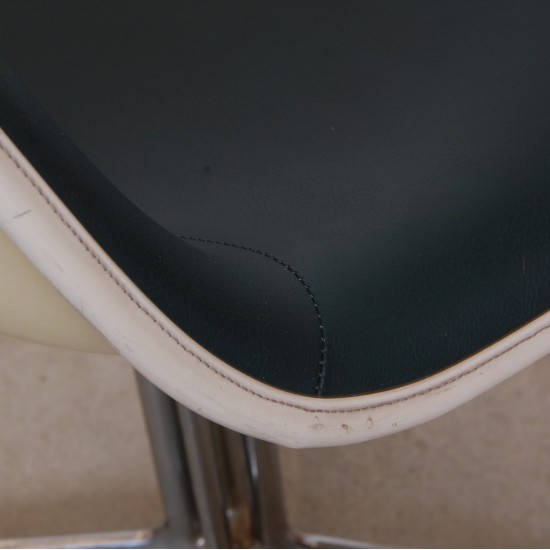 Sæt Charles Eames La Fonda stole i grønt læder (4)