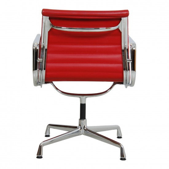 Charles Eames Ea-108 chair upholstered with red leather