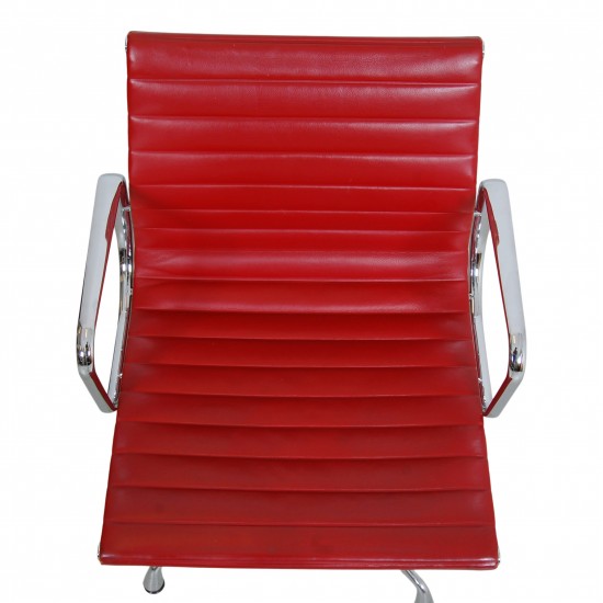 Charles Eames Ea-108 chair upholstered with red leather