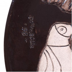Corneille Ceramic dish, woman with a bird