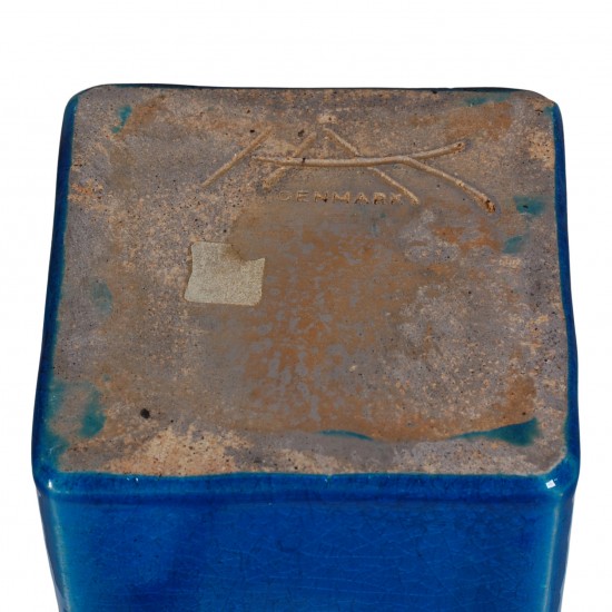 Herman Kähler blue ceramic vase H: 26,5