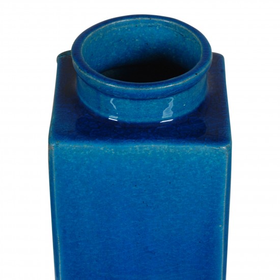 Herman Kähler blue ceramic vase H: 26,5