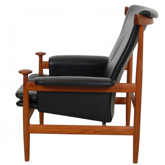 Finn Juhl Bwana chair in black leather and teak