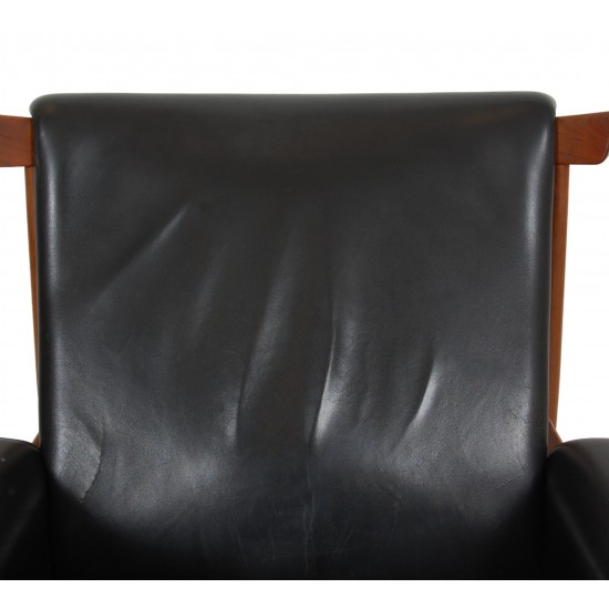 Finn Juhl Bwana chair in black leather and teak