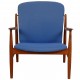 Finn Juhl France lounge chair of teak and blue fabric