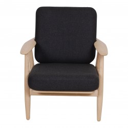 Hans J Wegner New Ge-240 solid oak wood chair with black fabric cushions Hans J Wegner New Ge-240 solid oak wood chair with black fabric cushions