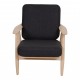 Hans J Wegner New Ge-240 solid oak wood chair with black fabric cushions