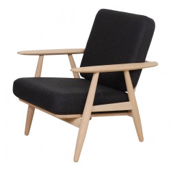 Hans J Wegner New Ge-240 solid oak wood chair with black fabric cushions Hans J Wegner New Ge-240 solid oak wood chair with black fabric cushions