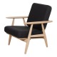 Hans J Wegner New Ge-240 solid oak wood chair with black fabric cushions