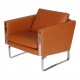 Hans J Wegner CH-101 armchair newly upholstered with walnut aniline leather