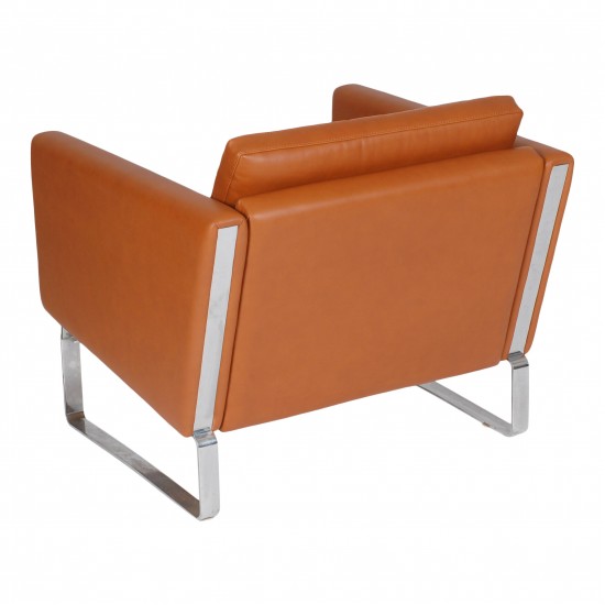 Hans J Wegner CH-101 armchair newly upholstered with walnut aniline leather