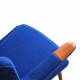 Hans J. Wegner Papa bear chair with blue fabric and teak wood
