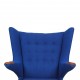 Hans J. Wegner Papa bear chair with blue fabric and teak wood