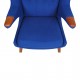 Hans J. Wegner Papa bear chair with blue fabric and teak wood