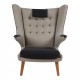 Hans J Wegner Papa Bear chair with grey and black hallingdal fabric 