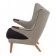 Hans J Wegner Papa Bear chair with grey and black hallingdal fabric 