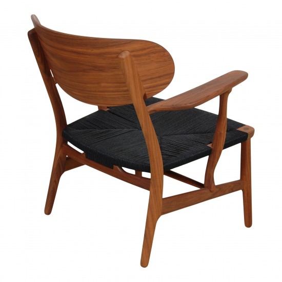 Hans J Wegner CH-22 chair in walnut and seat in black braided cord