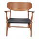 Hans J Wegner CH-22 chair in walnut and seat in black braided cord