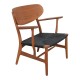 Hans J Wegner CH-22 chair in walnut and seat in black braided cord