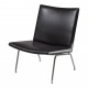Hans J Wegner Airport chair CH401 with black aniline leather