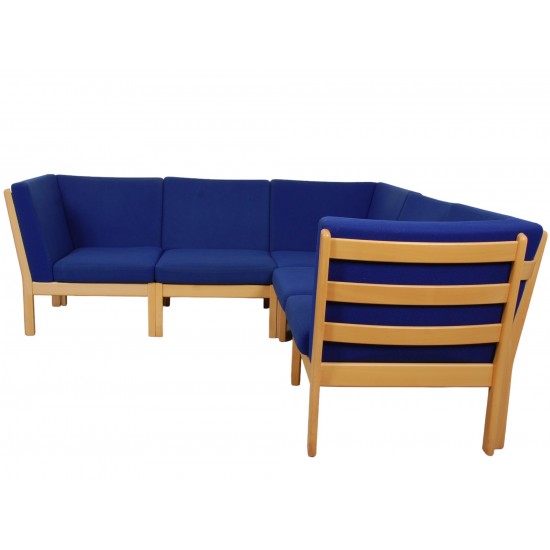 Hans Wegner GE-280 modular sofa in blue fabric