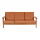 Hans J Wegner 3pers sofa, GE 290, nypolstret i cognac bizon læder