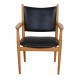 Hans J Wegner Armchair model JH 713 with black leather and oak frame