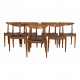 Set Hans Wegner W1 dining chairs in oak and black leather (8)