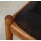 Set Hans Wegner W1 dining chairs in oak and black leather (8)