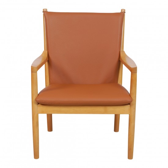 Hans J Wegner 1788 armchair newly upholstered with cognac bison leather