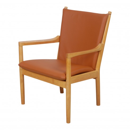 Hans J Wegner 1788 armchair newly upholstered with cognac bison leather