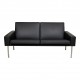 Hans Wegner 2.pers Airport sofa reupholstered with black bizon leather