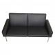 Hans Wegner 2.pers Airport sofa reupholstered with black bizon leather