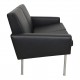 Hans Wegner 2.pers Airport sofa reupholstered with black bizon leather